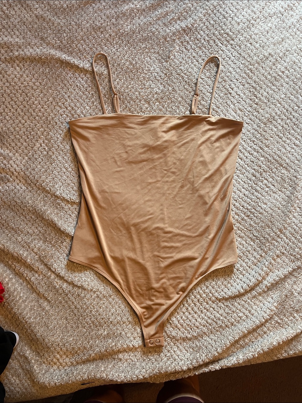 Express Beige Strap Bodysuit with Adjustable Straps